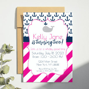 Blue Whale Birthday Invitation