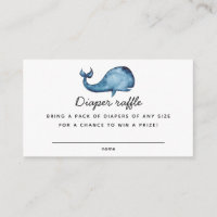 Blue whale boy. Baby Shower Diaper Raffle ticket 