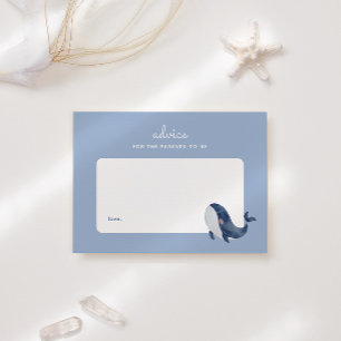 Blue Whale Boy Baby Shower Parenting Advice Card