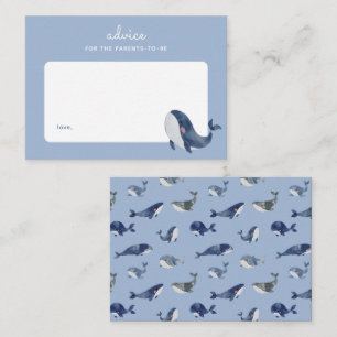 Blue Whale Boy Baby Shower Parenting Advice Card