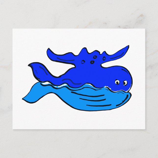 Blue Whale Cartoon Postcard (Front)