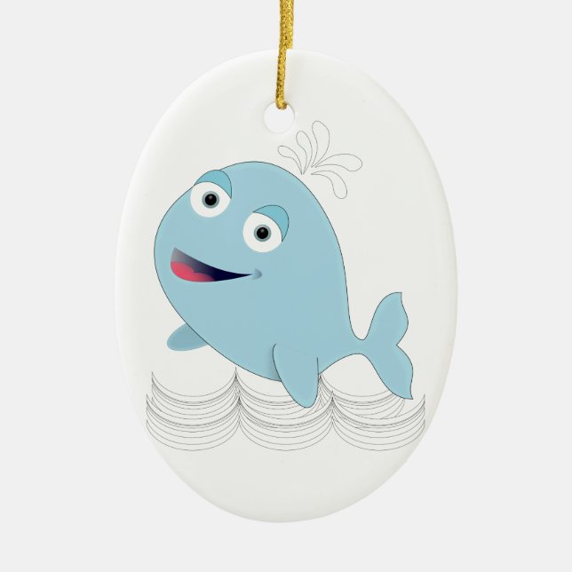 Blue Whale Ceramic Tree Decoration (Front)