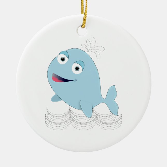 Blue Whale Ceramic Tree Decoration (Front)