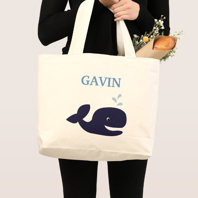 Blue Whale Cute Ahoy Mate Personalised Tote Bag (Creator Uploaded)
