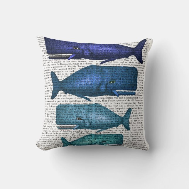 Blue Whale Family Cushion (Front)