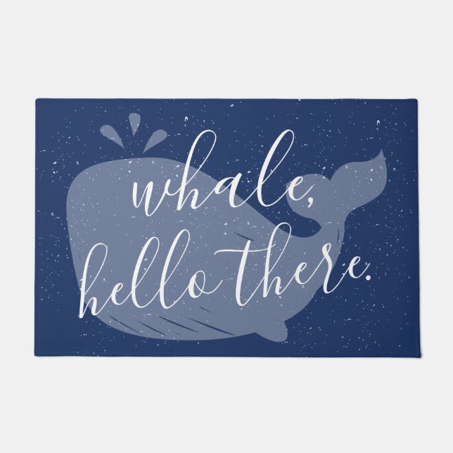 Blue Whale, Hello There Door Mat (Front)