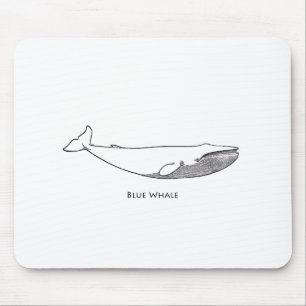 Blue Whale Illustration (line art) Mouse Pad