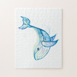 Blue whale in watercolors jigsaw puzzle