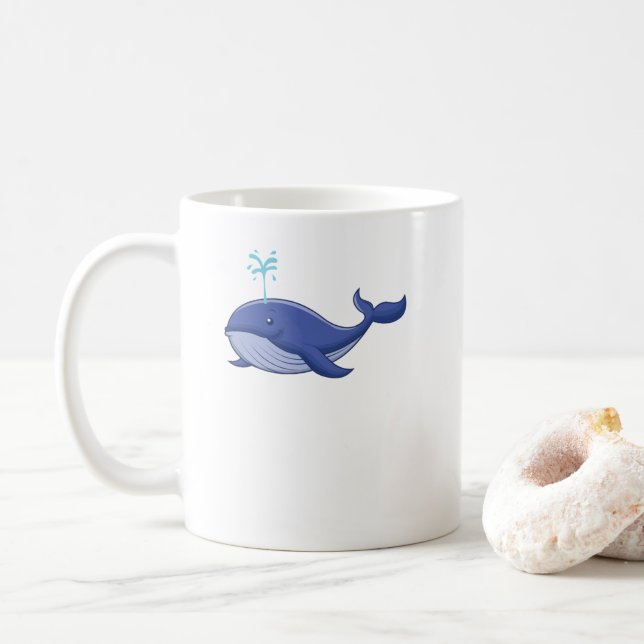 blue whale injects water coffee mug (With Donut)
