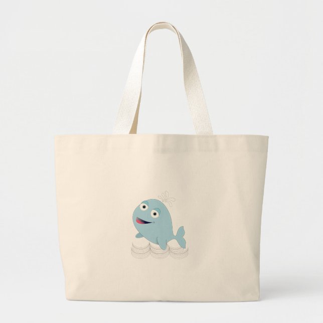 Blue Whale Large Tote Bag (Front)