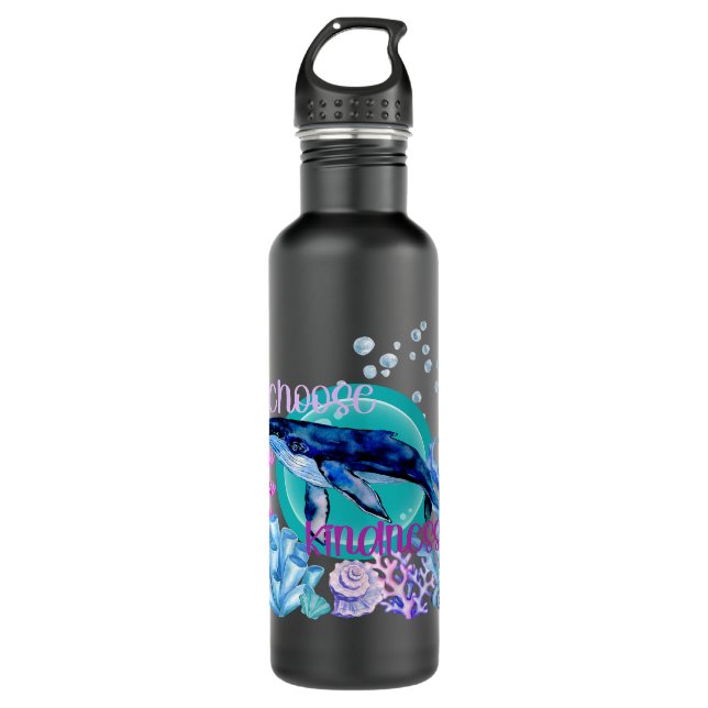Blue Whale Lover Choose Kindness Inspirational Wat 710 Ml Water Bottle (Front)