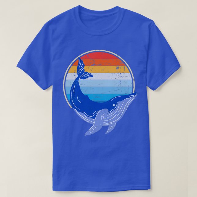 Blue Whale Lover Retro Vintage T-Shirt (Design Front)