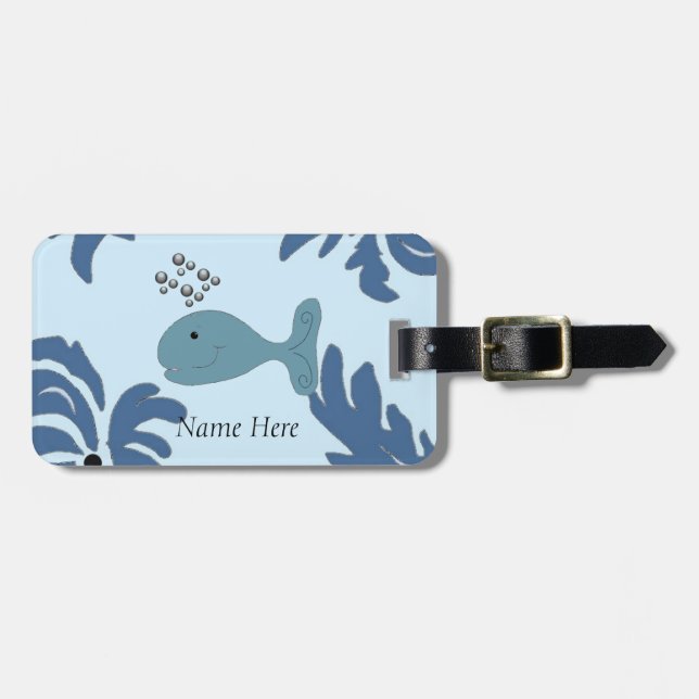 Blue Whale Luggage Tag (Front Horizontal)