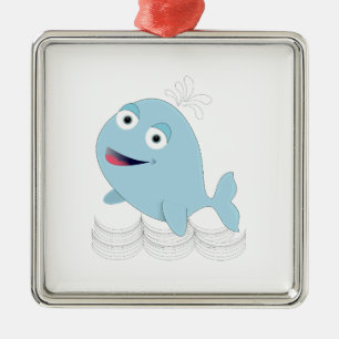 Blue Whale Metal Tree Decoration