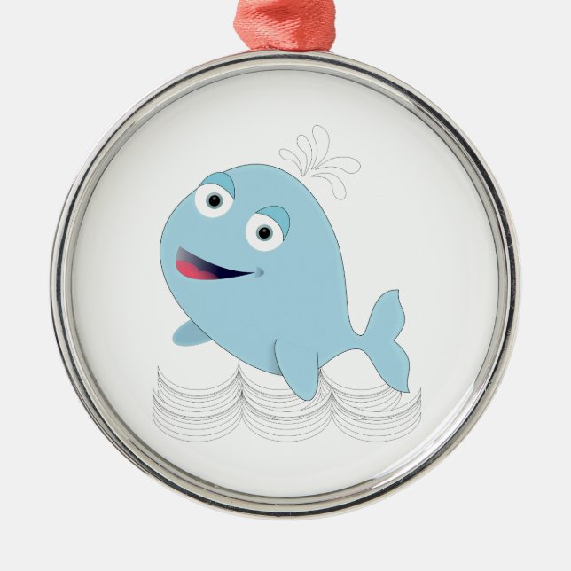 Blue Whale Metal Tree Decoration (Front)