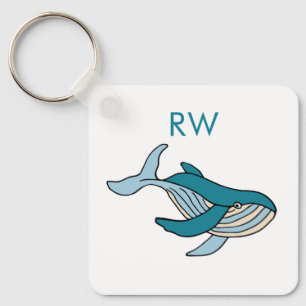 Blue Whale Monogram Key Ring