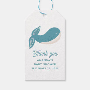 Blue whale. Nautical animal baby shower thank you Gift Tags