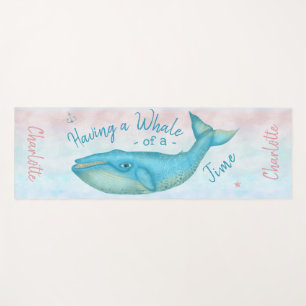 Blue Whale Nautical Beach Time Ocean Custom Name Yoga Mat