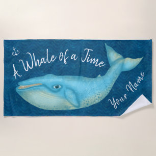 Blue Whale Nautical Beach Time Personalised Ocean Towel