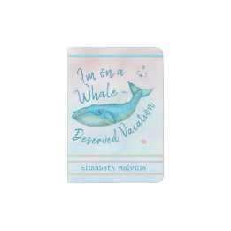 Blue Whale Nautical Beach Vacation | Custom Name Passport Holder