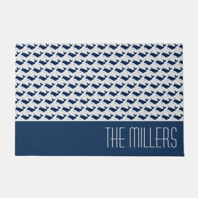 Blue Whale, Nautical Doormat (Front)