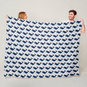 Blue Whale, Nautical Fleece Blanket