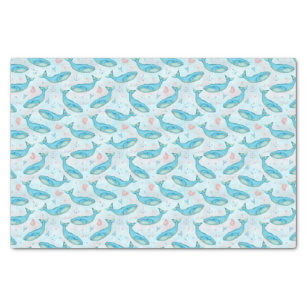Blue Whale Nautical Ocean Beach Cute Sea Teal Tissue Paper