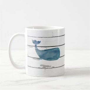 Blue Whale Nautical Shiplap Rustic Coffee Mug