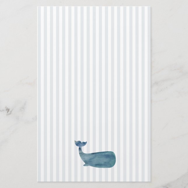 Blue Whale Nautical Stationery (Front)
