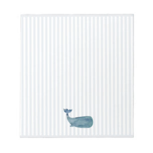 Blue Whale Nautical Stripe Notepad