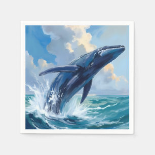 Blue Whale Ocean Animal Painting Napkin