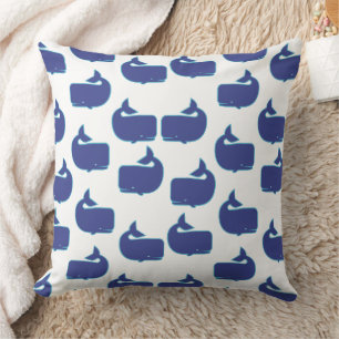 Blue Whale Pattern Coastal Nautical Ocean Pattern Cushion