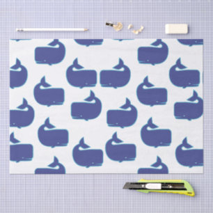 Blue Whale Pattern Coastal Nautical Ocean Pattern Tissue Paper