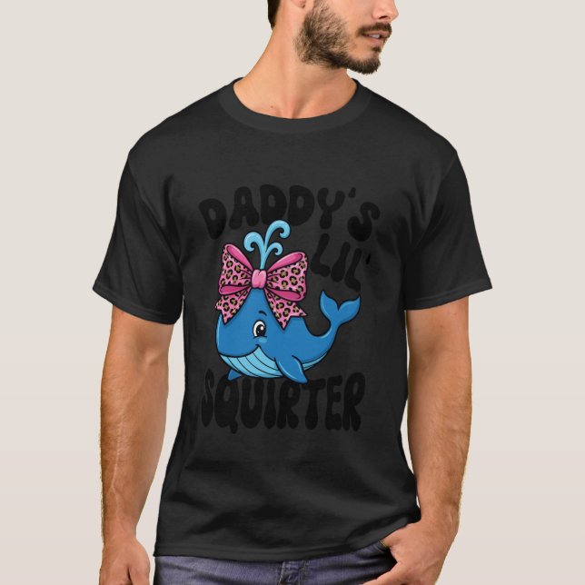 Blue Whale Pink Leopard Bow Daddy's Lil' Squirter T-Shirt (Front)