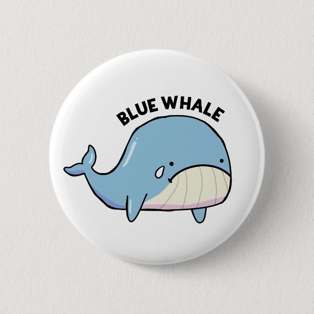 Blue Whale Sad Whale Pun Button Pin (Front)