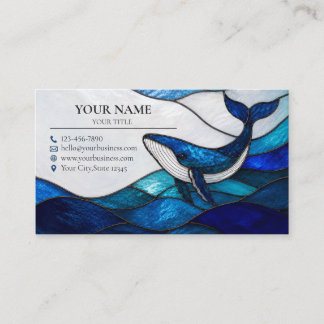 Blue Whale Stained Glass Ocean Business Card