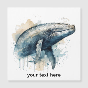 blue whale swimming, customisable magnetic invitation