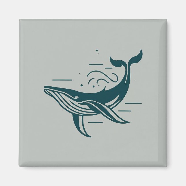 Blue Whale Swimming illustration Magnet (Front)