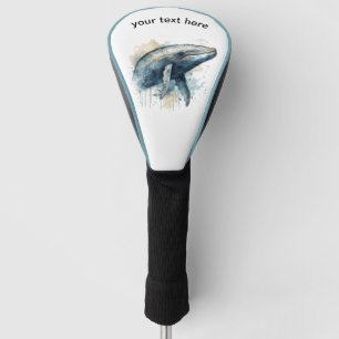 blue whale swimming in the ocean, customisable golf head cover