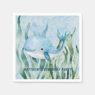 Blue Whale Under The Sea Boy Birthday Party Napkin