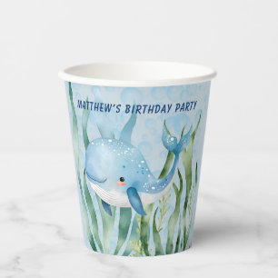 Blue Whale Under The Sea Boy Birthday Party Paper Cups