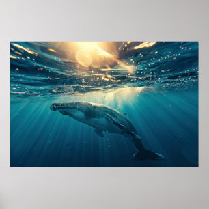 Blue Whale under water   Poster