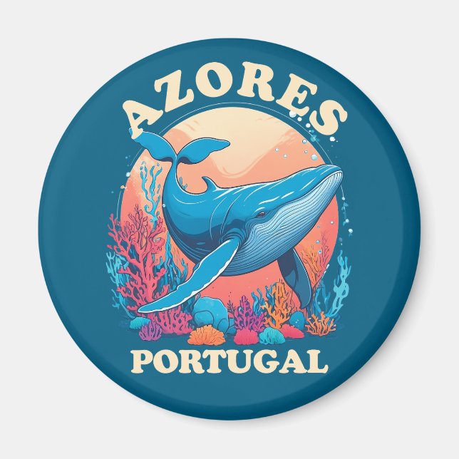 Blue Whale Watching in Azores Magnet (Front)