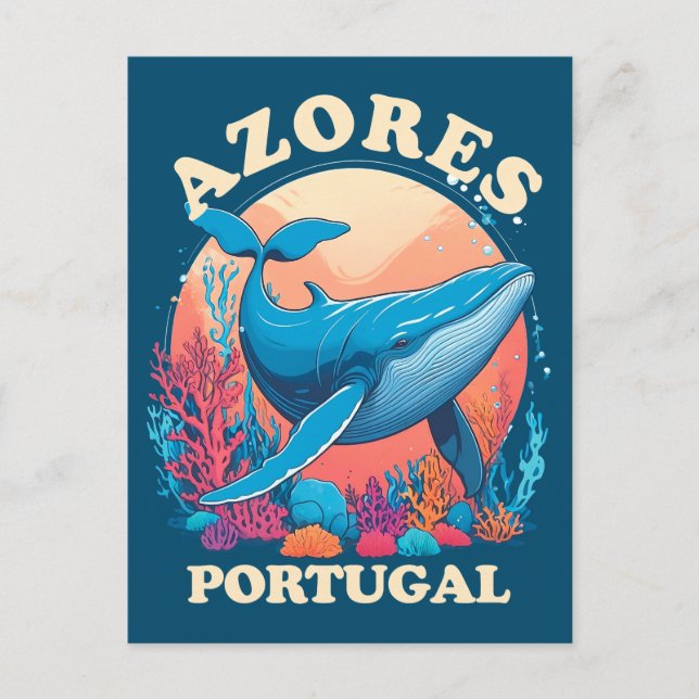 Blue Whale Watching in Azores Postcard (Front)