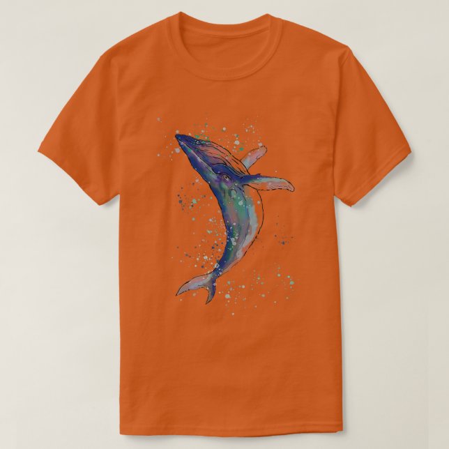 Blue whale watercolor painting 1 T-Shirt (Design Front)