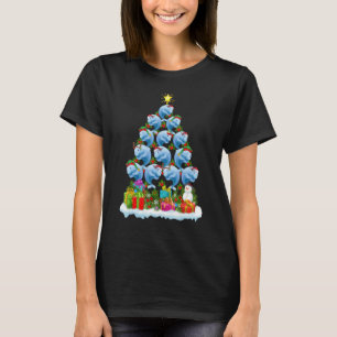 Blue Whale  Xmas Lights  Blue Whale Christmas Tree T-Shirt