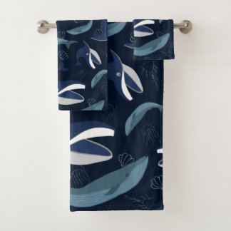 Blue Whales Bath Towel Set