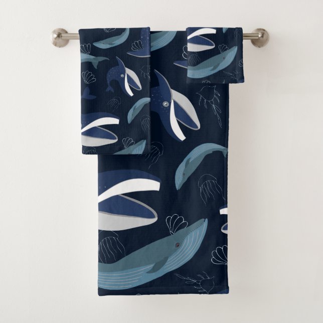 Blue Whales Bath Towel Set (Insitu)