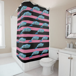 Blue Whales custom Background colour Shower Curtain