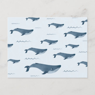Blue Whales Swimming In The Ocean Postcard